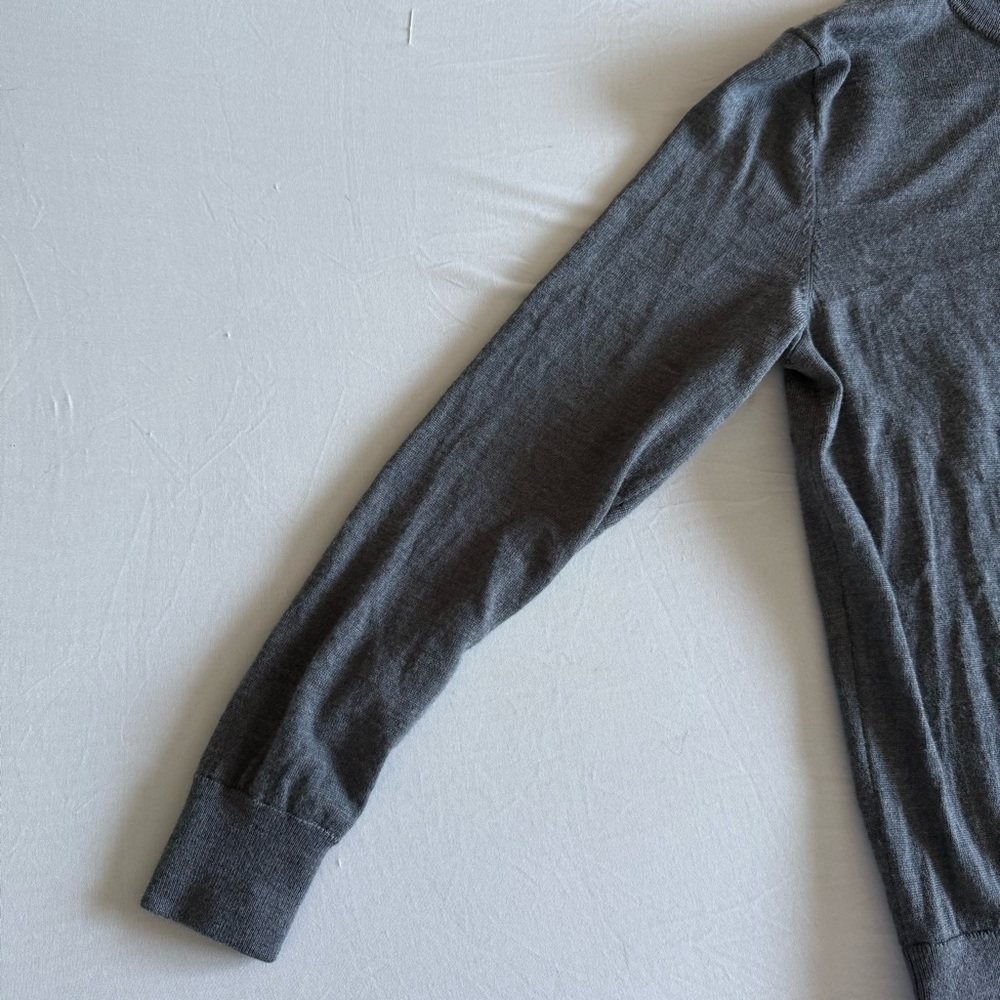 J Crew Merino Wool Sweater Mens Medium 1/4 Zip Gray Preppy Minimalist Office - Picture 6 of 15
